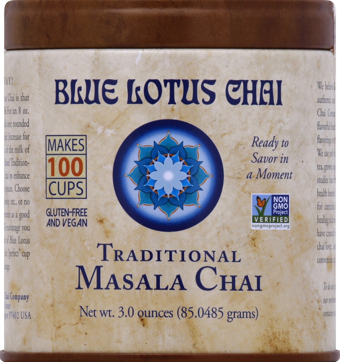 slide 2 of 2, Blue Lotus Chai Blue Lotus Traditional Masala Chai- 3 oz, 3 oz