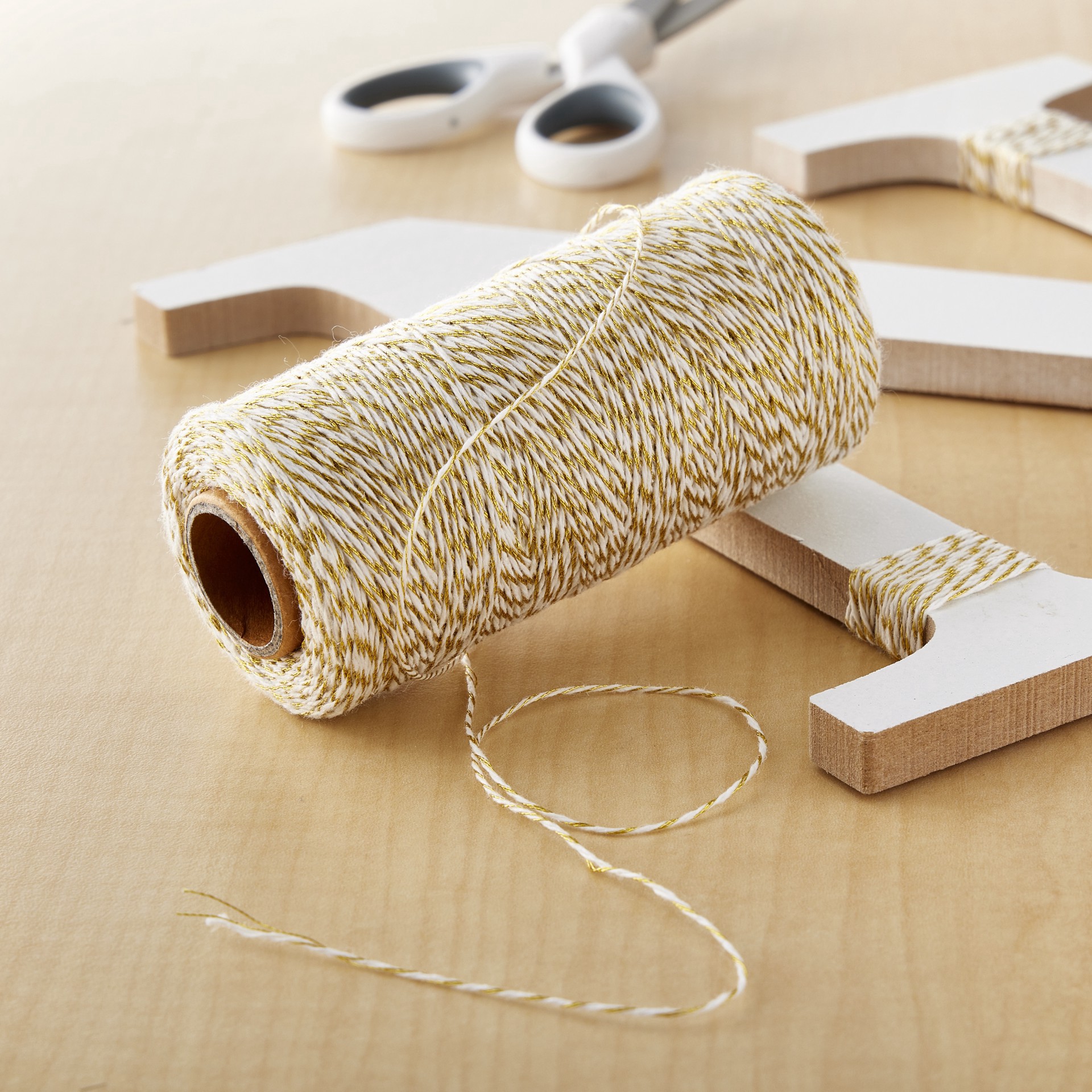 slide 2 of 2, Metallic Gold & White Twine Spool By Recollections, 240 yd