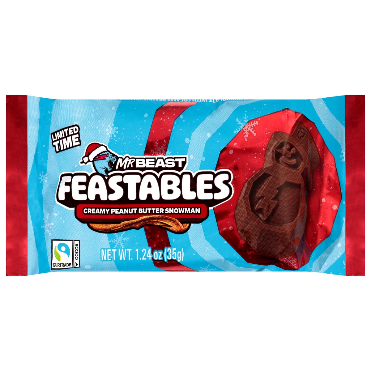 slide 2 of 4, Feastables Snowman Milk Chocolate with Creamy Peanut Butter 1.24 oz, 1.24 oz