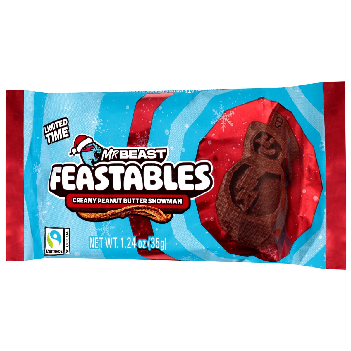 slide 4 of 4, Feastables Snowman Milk Chocolate with Creamy Peanut Butter 1.24 oz, 1.24 oz