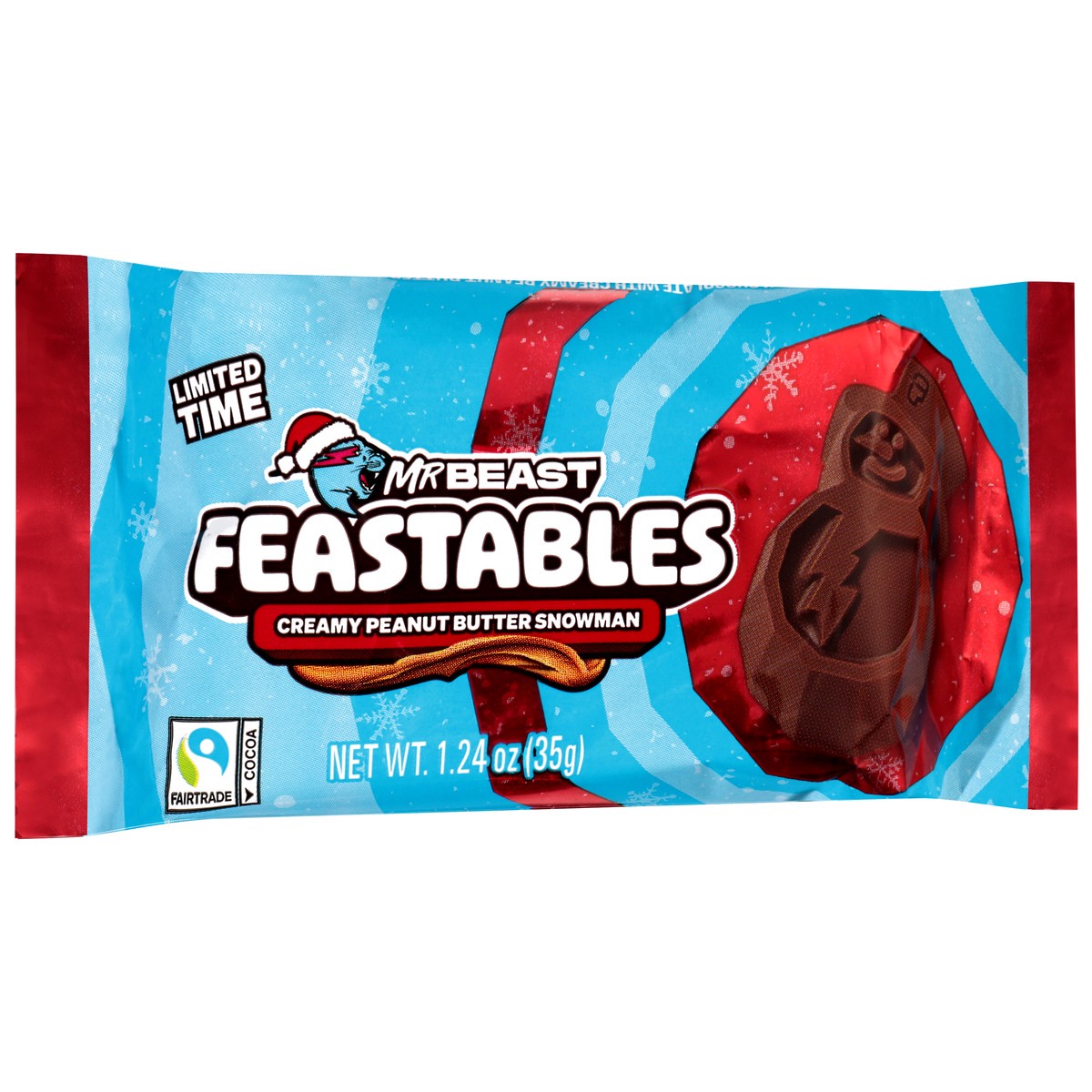 slide 3 of 4, Feastables Snowman Milk Chocolate with Creamy Peanut Butter 1.24 oz, 1.24 oz