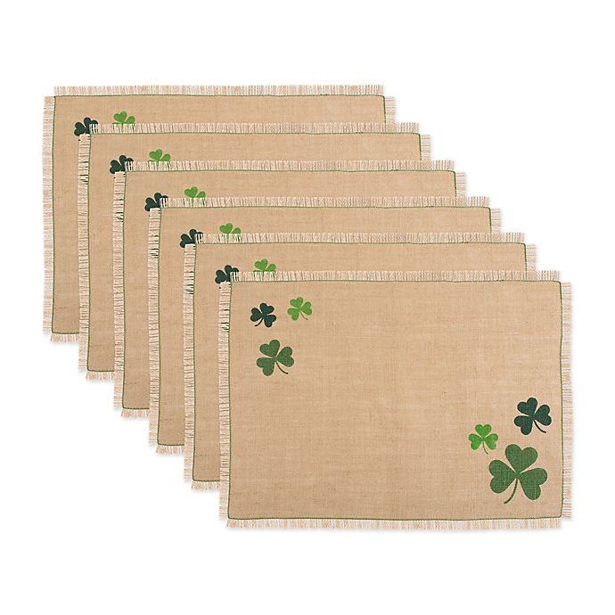 slide 1 of 6, Design Imports Shamrock Jute Placemats - Green, 6 ct