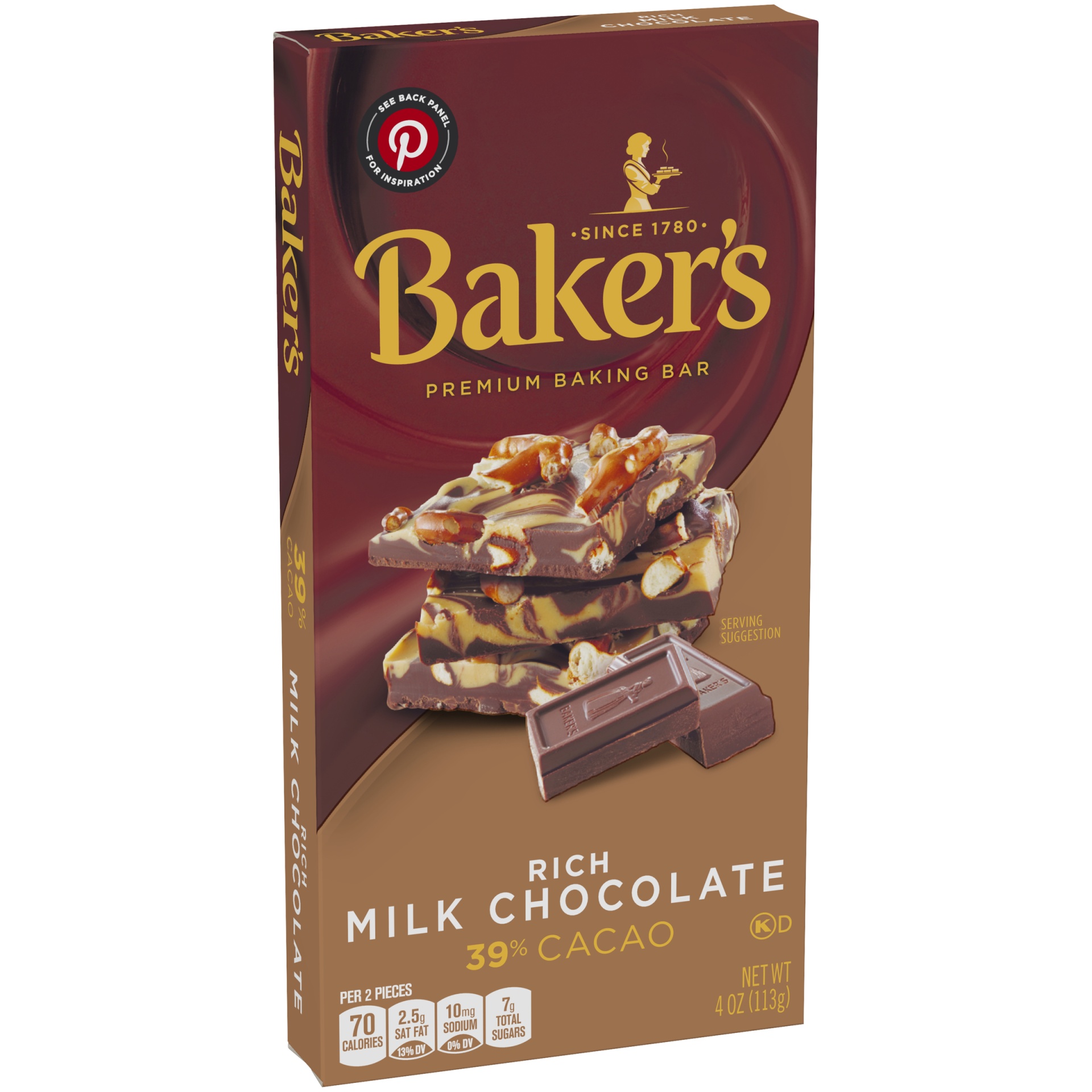 Baker's Rich Milk Chocolate Premium Baking Bar with 39 Cacao 4 oz Shipt