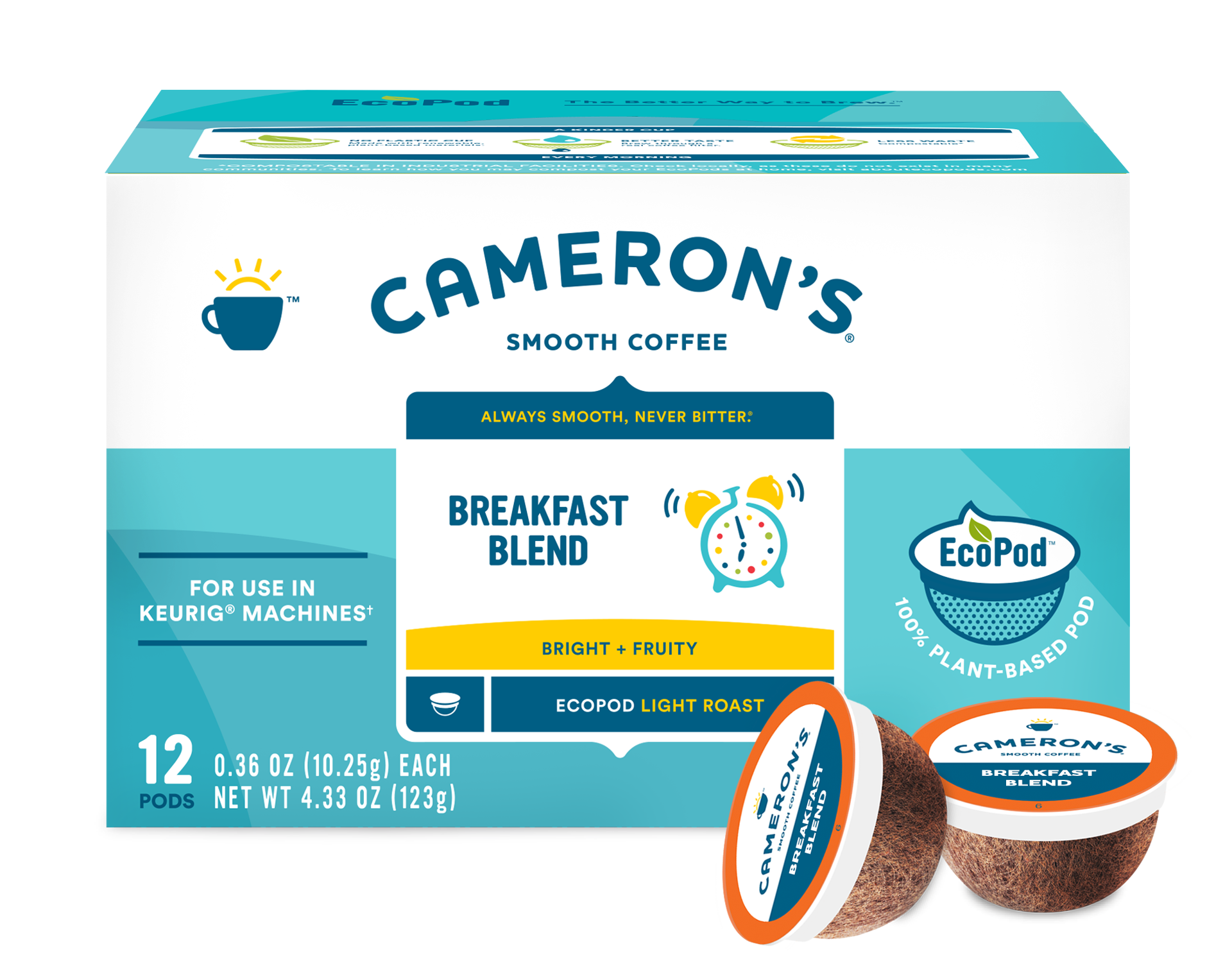 slide 1 of 9, Cameron's Coffee Single Serve Pods, Breakfast Blend, 12 Count, 4.33 oz