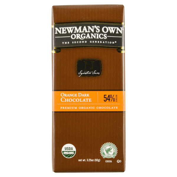 slide 1 of 1, Newman's Own Organics Orange Dark Chocolate Bar 54% Cocoa, 3.25 oz