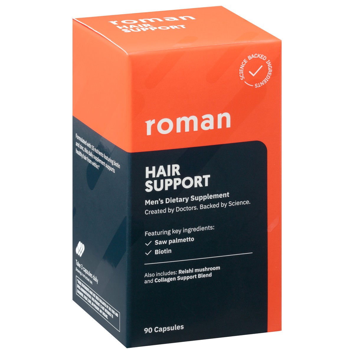 slide 6 of 9, Roman Hair Support, Capsules, 90 ct