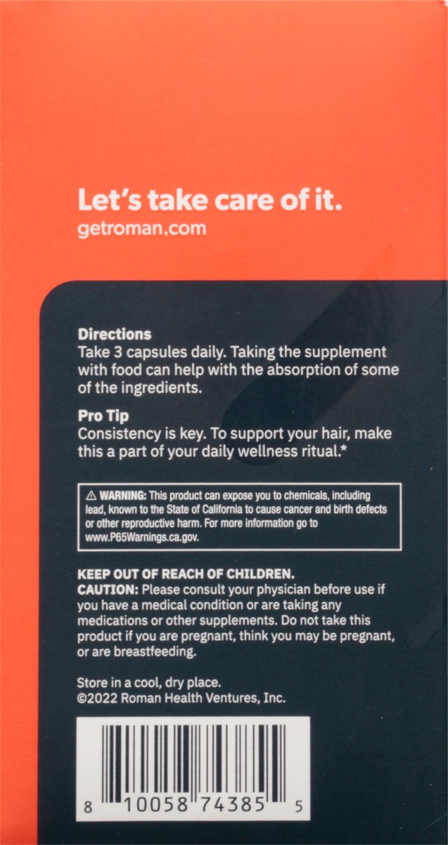 slide 8 of 9, Roman Hair Support, Capsules, 90 ct