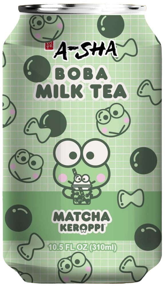 slide 1 of 1, A-Sha Hello Kitty Matcha Boba Milk Tea, 10.5 fl oz