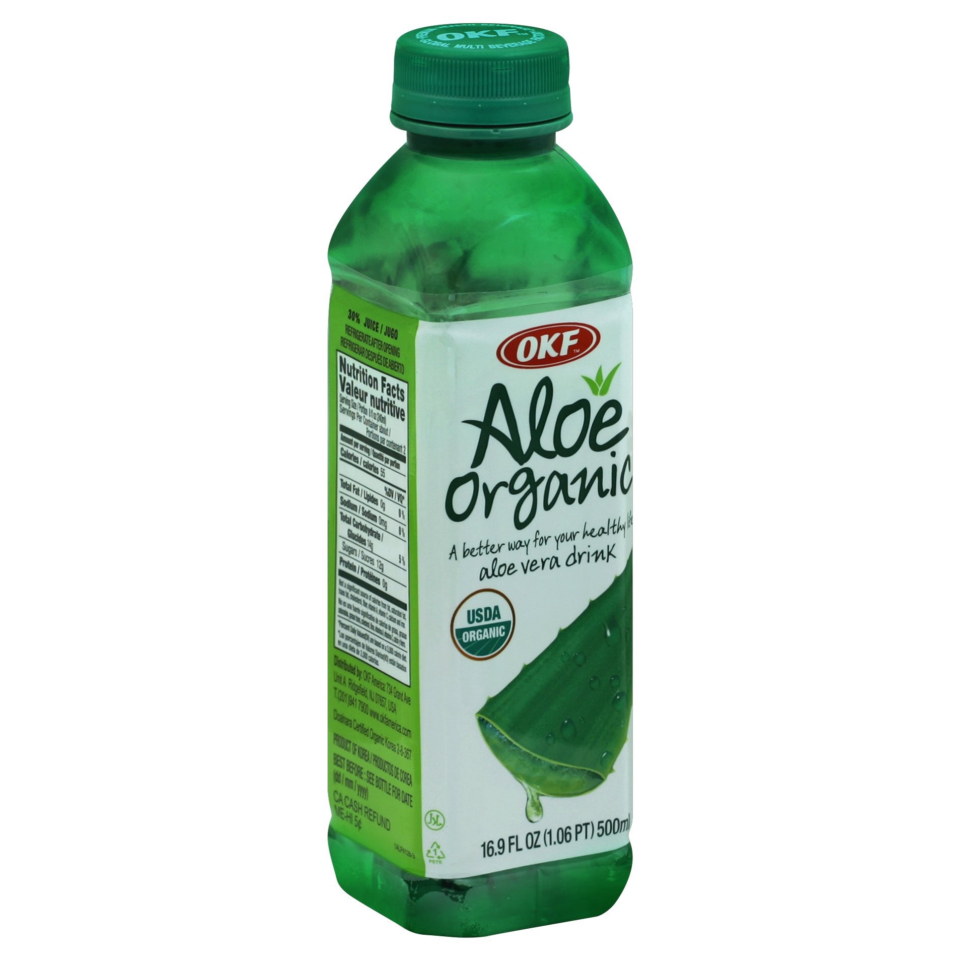 slide 1 of 1, OKF Organic Aloe Water, 16.9 fl oz