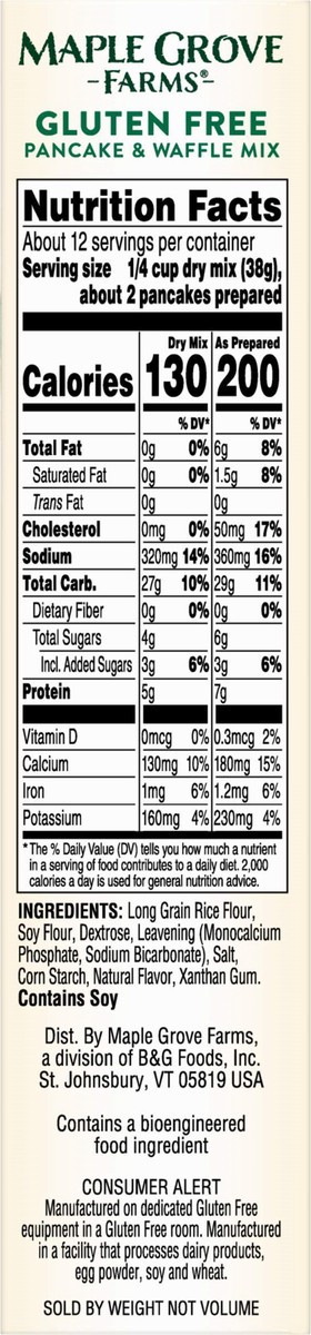 slide 8 of 9, Maple Grove Farms Gluten Free Pancake & Waffle Mix 16 oz, 16 oz