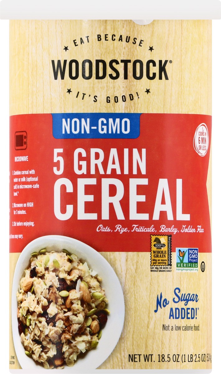 slide 7 of 13, Woodstock 5 Grain Cereal 18.5 oz, 18.5 oz