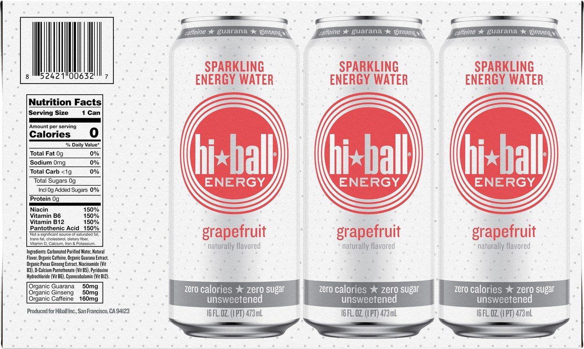 slide 3 of 10, Hiball Grapefruit Sparkling Water - 16 oz, 16 oz