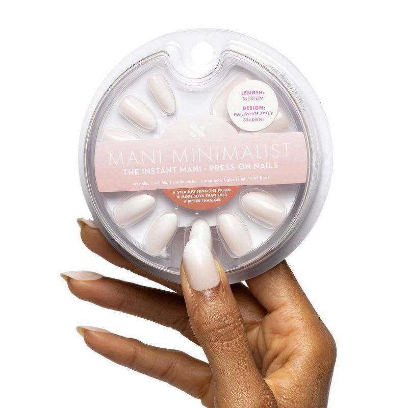 slide 6 of 6, Olive & June Press-On Fake Nails - Pure White Syrup Gradient - Medium Oval - 42ct, 42 ct
