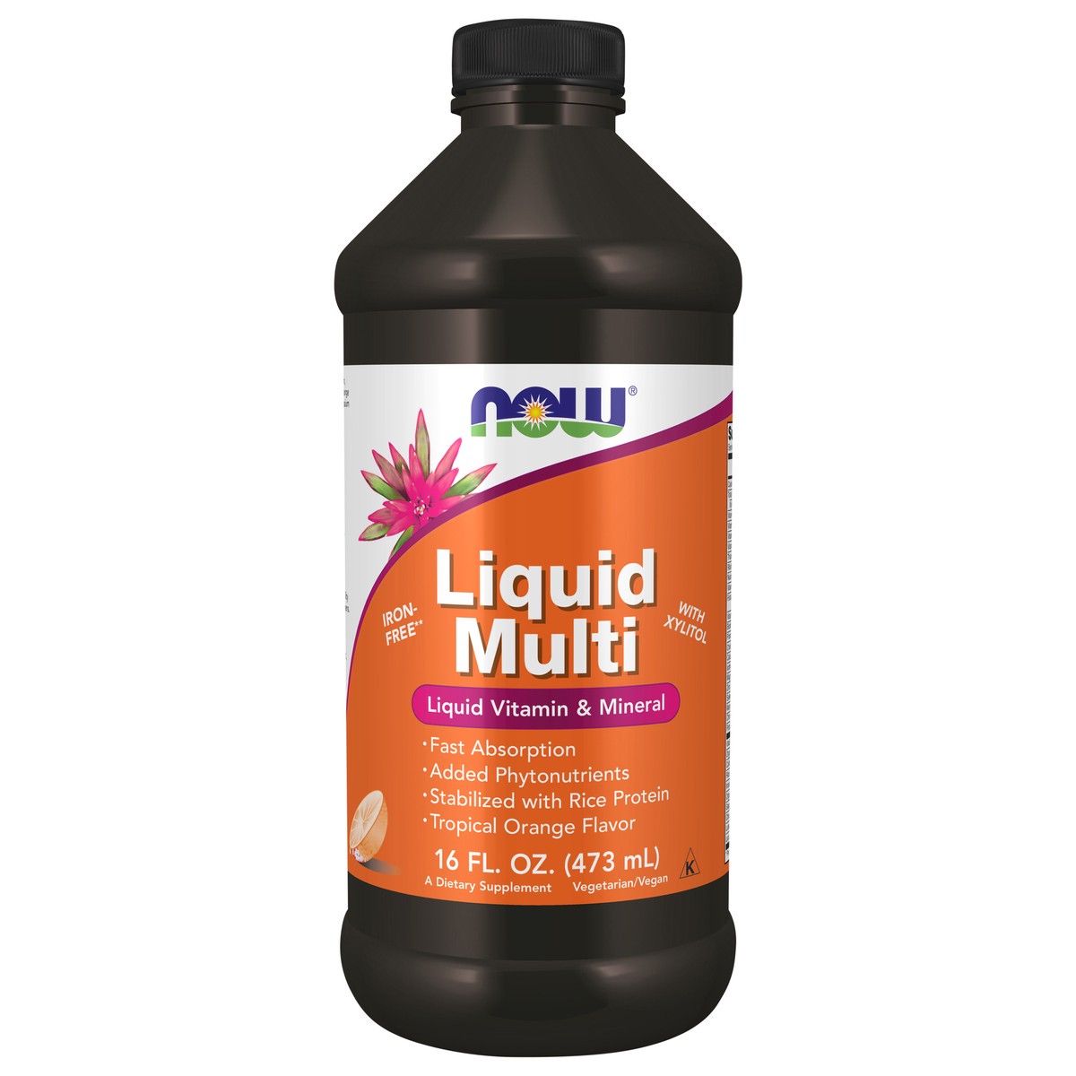 slide 1 of 4, NOW Liquid Multi, Tropical Orange Flavor - 16 fl. oz., 16 fl oz