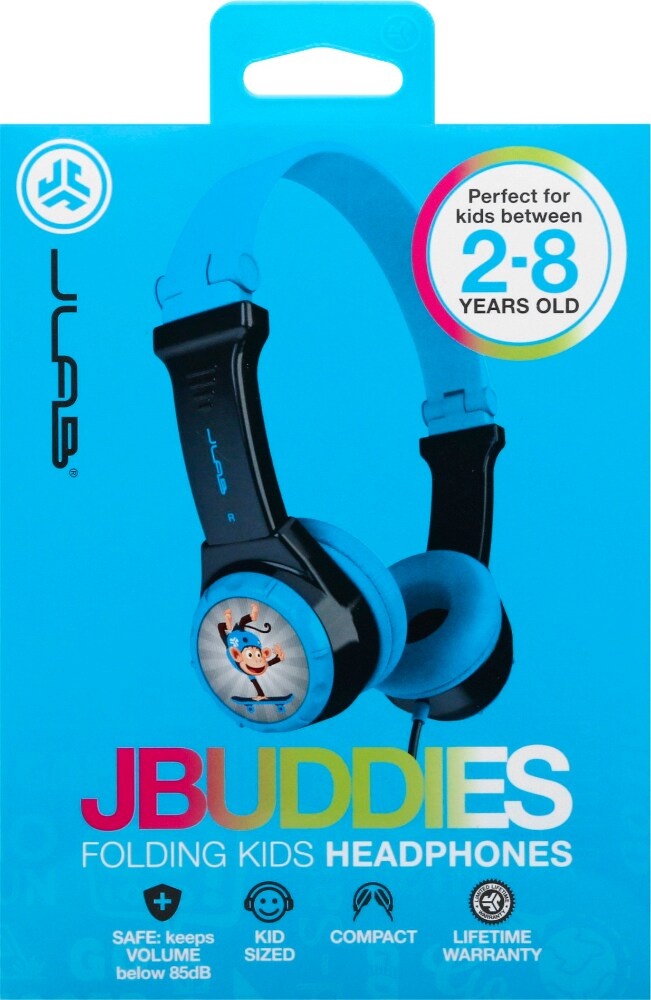 slide 1 of 1, JLab Audio Jbuddies Kids Folding Headphones - Gray/Blue, 1 ct