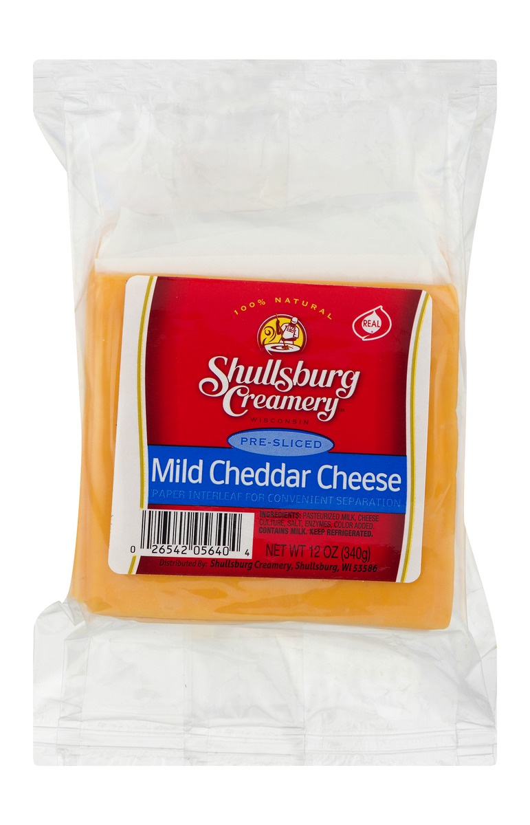 slide 1 of 1, Shullsburg Creamery Pre-Sliced Mild Cheddar Cheese, 12 oz