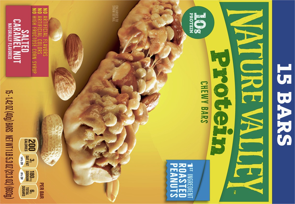 slide 5 of 9, Nature Valley Protein Granola Bars, Salted Caramel Nut, Snack Bars, 15 ct, 15 ct
