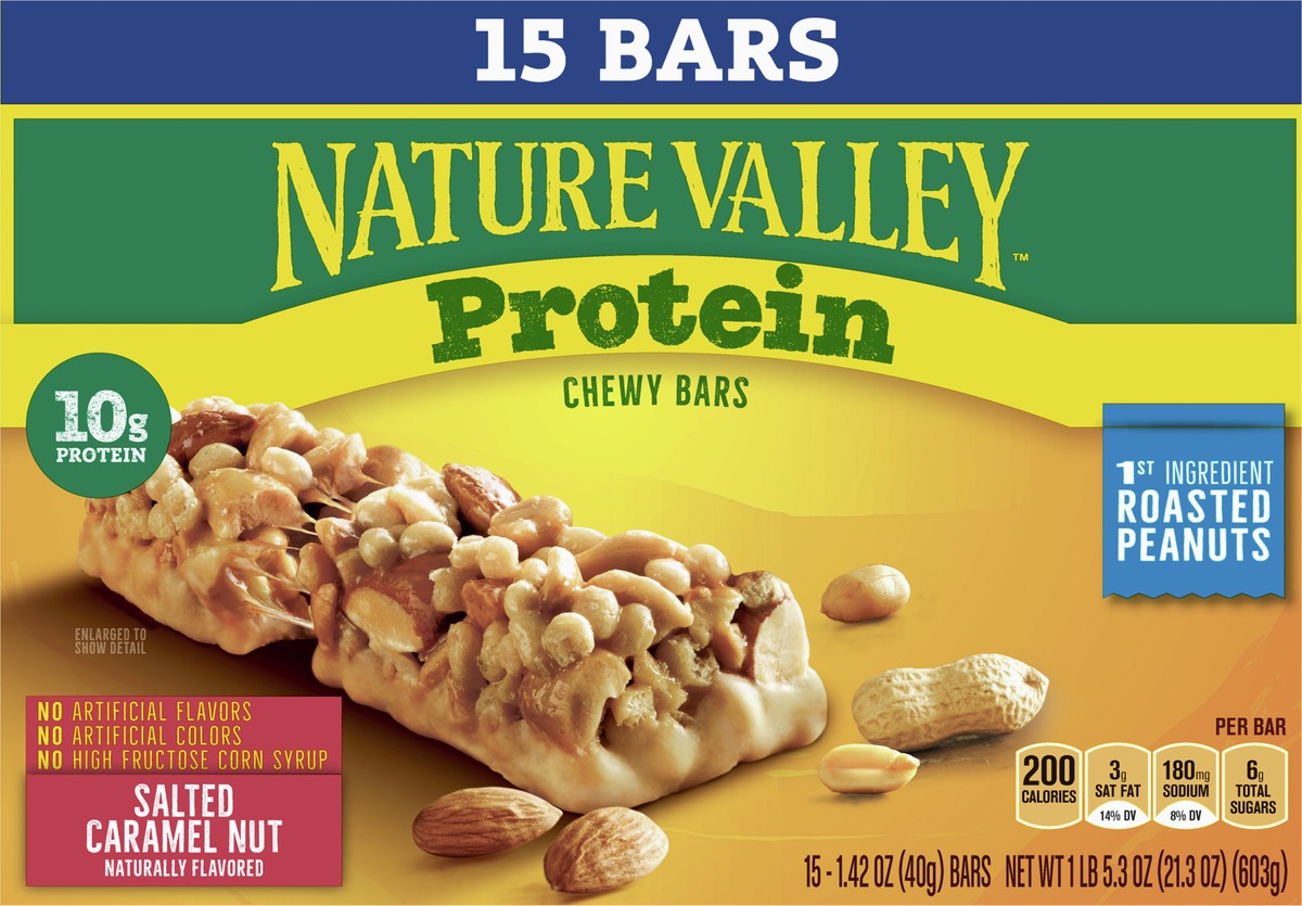 slide 6 of 9, Nature Valley Protein Granola Bars, Salted Caramel Nut, Snack Bars, 15 ct, 15 ct
