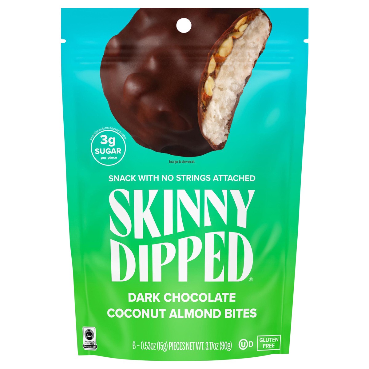 slide 1 of 8, SkinnyDipped Dark Chocolate Coconut Almond Bites, 6 ct