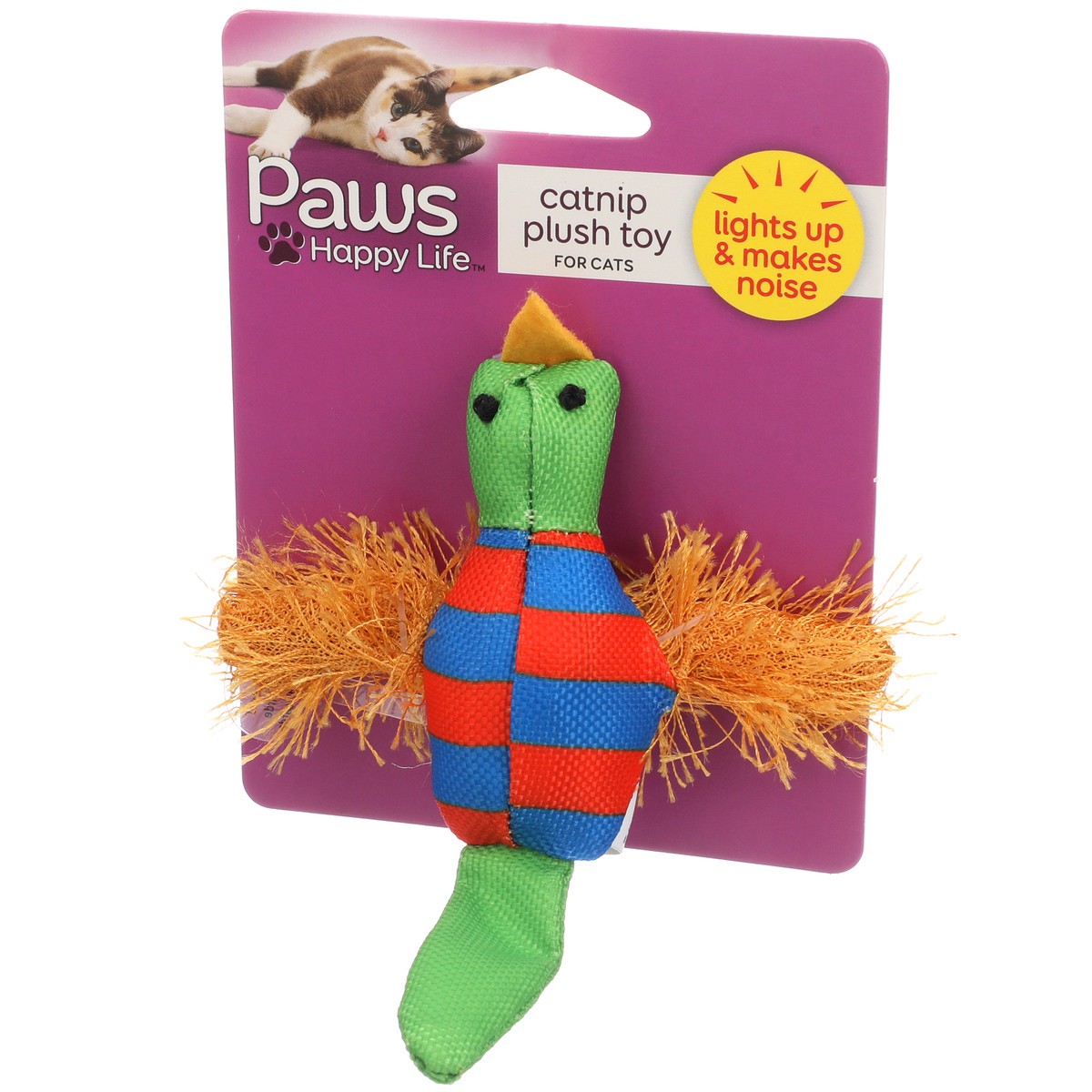 slide 6 of 8, Paws Happy Life Bird Catnip Plush Toy For Cats, Lights Up & Makes Noise, 1 ct