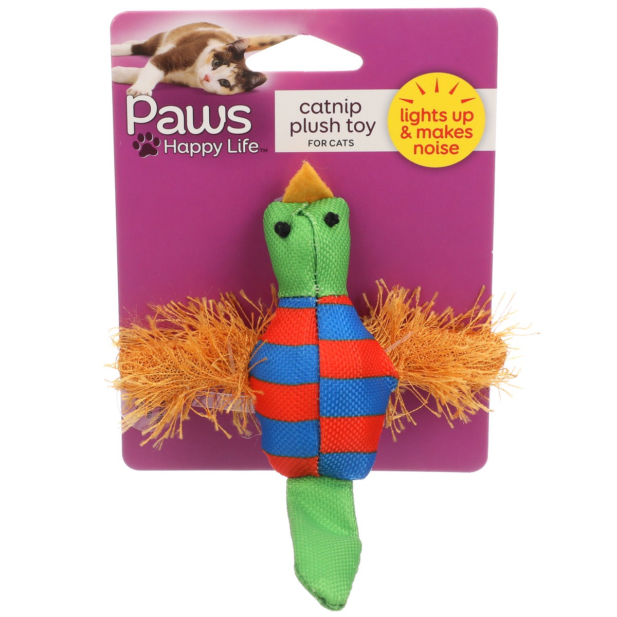 slide 1 of 8, Paws Happy Life Bird Catnip Plush Toy For Cats, Lights Up & Makes Noise, 1 ct