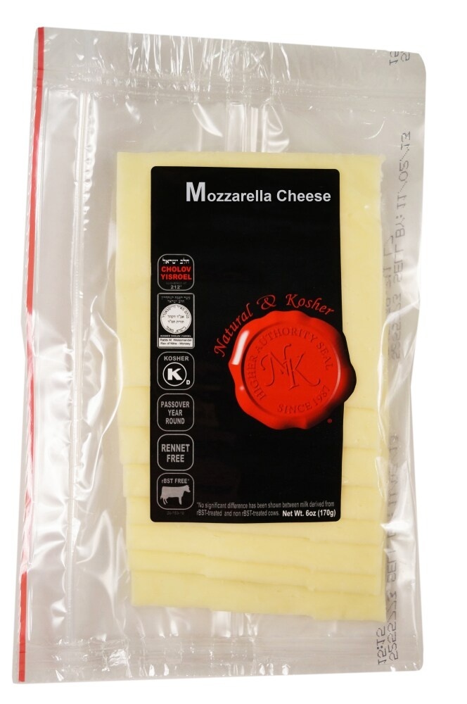 slide 1 of 1, Natural & Kosher Sliced Mozzarella Cheese, 6 oz