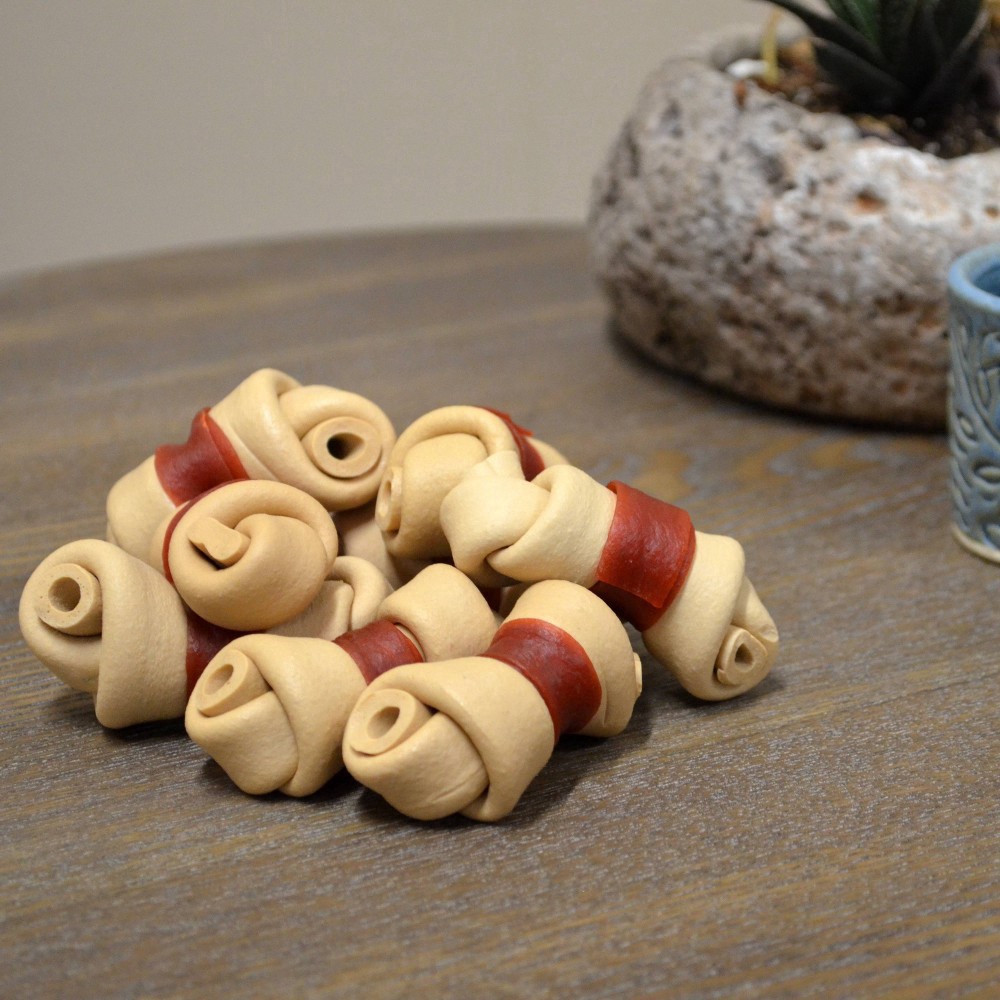 slide 2 of 3, Nutri Chomps Mini Knot with Wrap Chicken Dog Treats, 8 ct