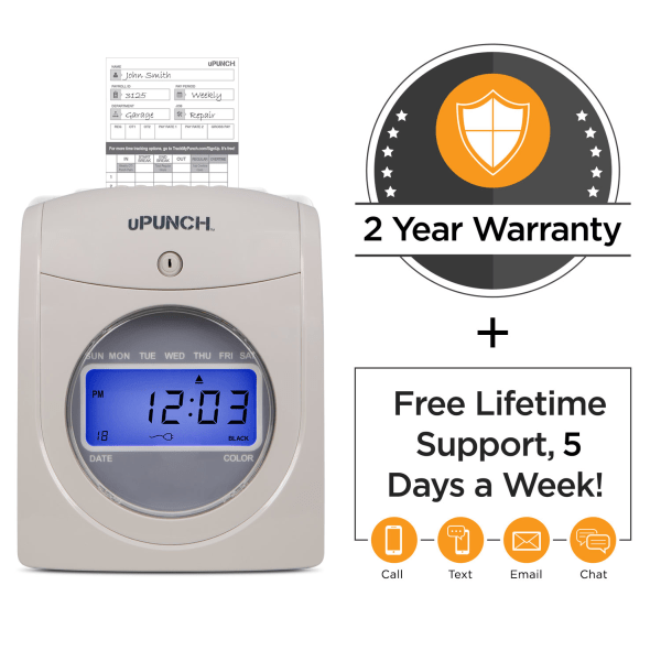 slide 4 of 4, Upunch Ub2300 Time Clock Calculating Bundle, Unlimited Employees, 10""H X 11""W X 12""D, Gray, 1 ct