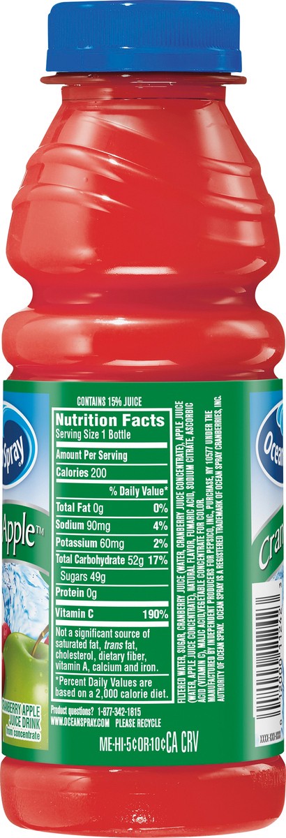 slide 3 of 5, Ocean Spray Cran Apple 15.2 Ounce Plastic Bottle, 15.2 oz