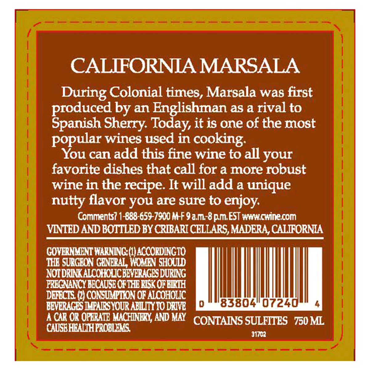 slide 5 of 9, Cribari Marsala Wine, 750 ml