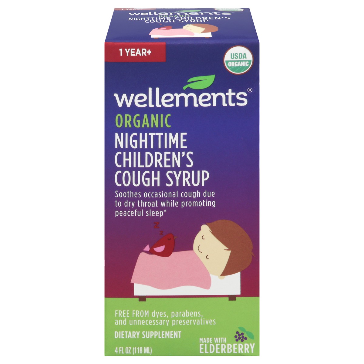 slide 1 of 9, Wellements Organic Child Cough & Mucus Syrup Nightime, 4 oz