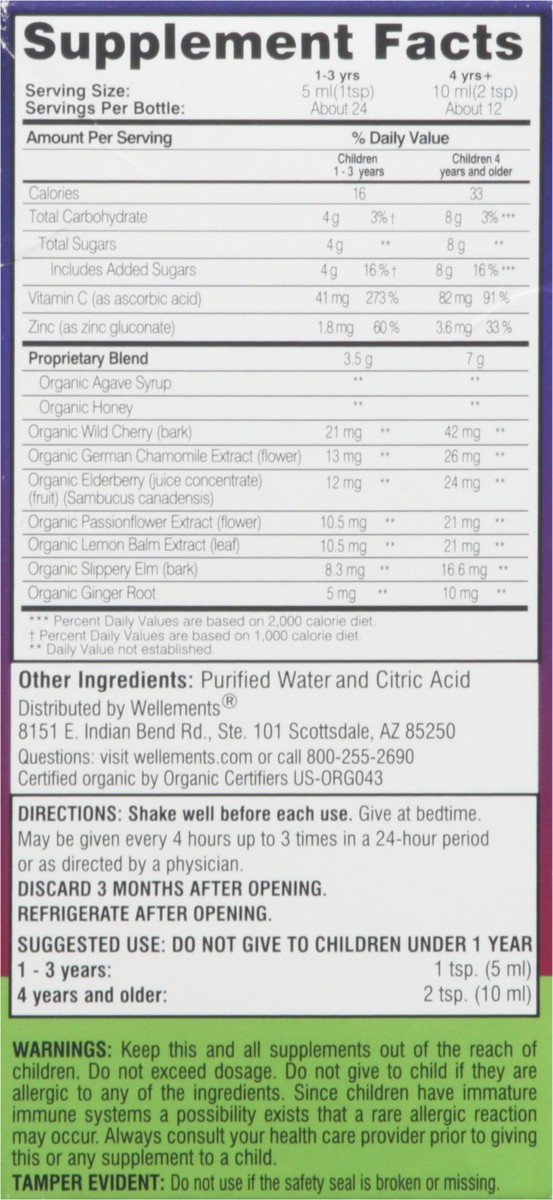 slide 5 of 9, Wellements Organic Child Cough & Mucus Syrup Nightime, 4 oz