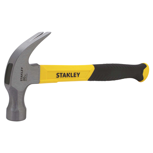 slide 1 of 1, Stanley Curve Claw Fiberglass Hammer, 20 oz