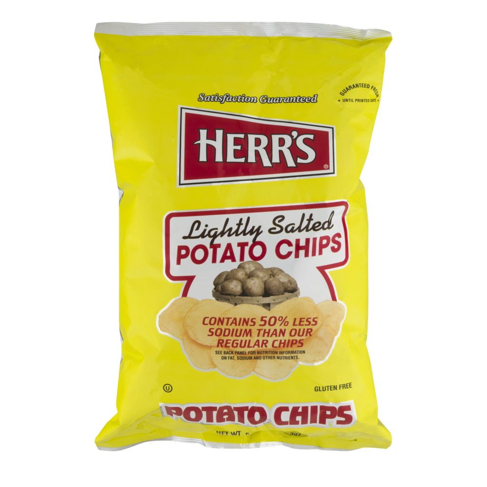 slide 1 of 1, Herr's Lightly Salted Potato Chips, 9.5 oz