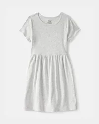 Carter's Girls Rib Short-Sleeve Dress - Grey - 6-6X