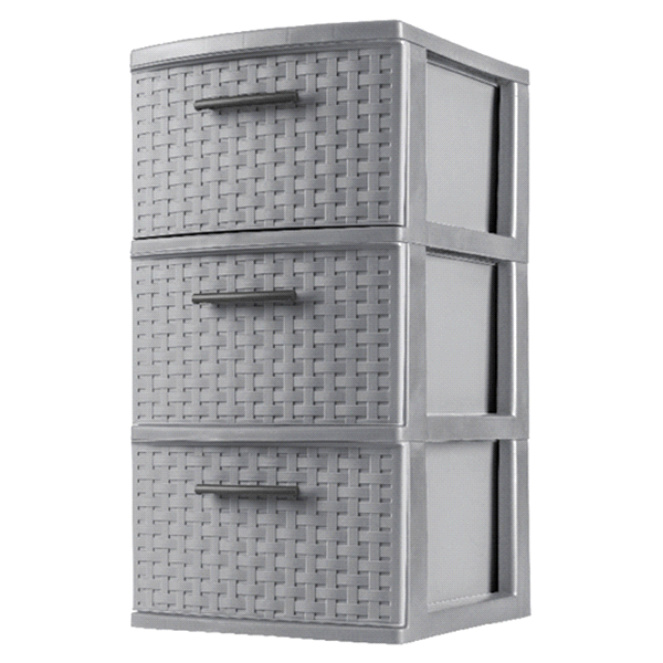 slide 1 of 1, Sterilite 3 Drawer Weave Tower Drawers - Cement, 1 ct