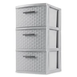Sterilite 3 Drawer Weave Tower Drawers - Cement