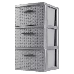 Sterilite 3 Drawer Weave Tower Drawers - Cement
