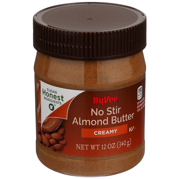 slide 1 of 1, Hy-vee Creamy No Stir Almond Butter, 12 oz