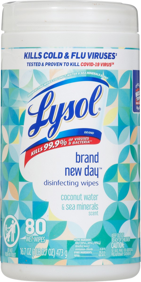 slide 2 of 9, Lysol Brand New Day Coconut Water & Sea Minerals Scent Disinfecting Wipes 80 ea, 80 ct