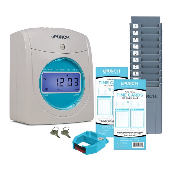 slide 1 of 6, Upunch Sb1200 Electronic Auto-Align Punch Time Clock Bundle, Unlimited Employees, 12""H X 11""W X 16""D, 1 ct