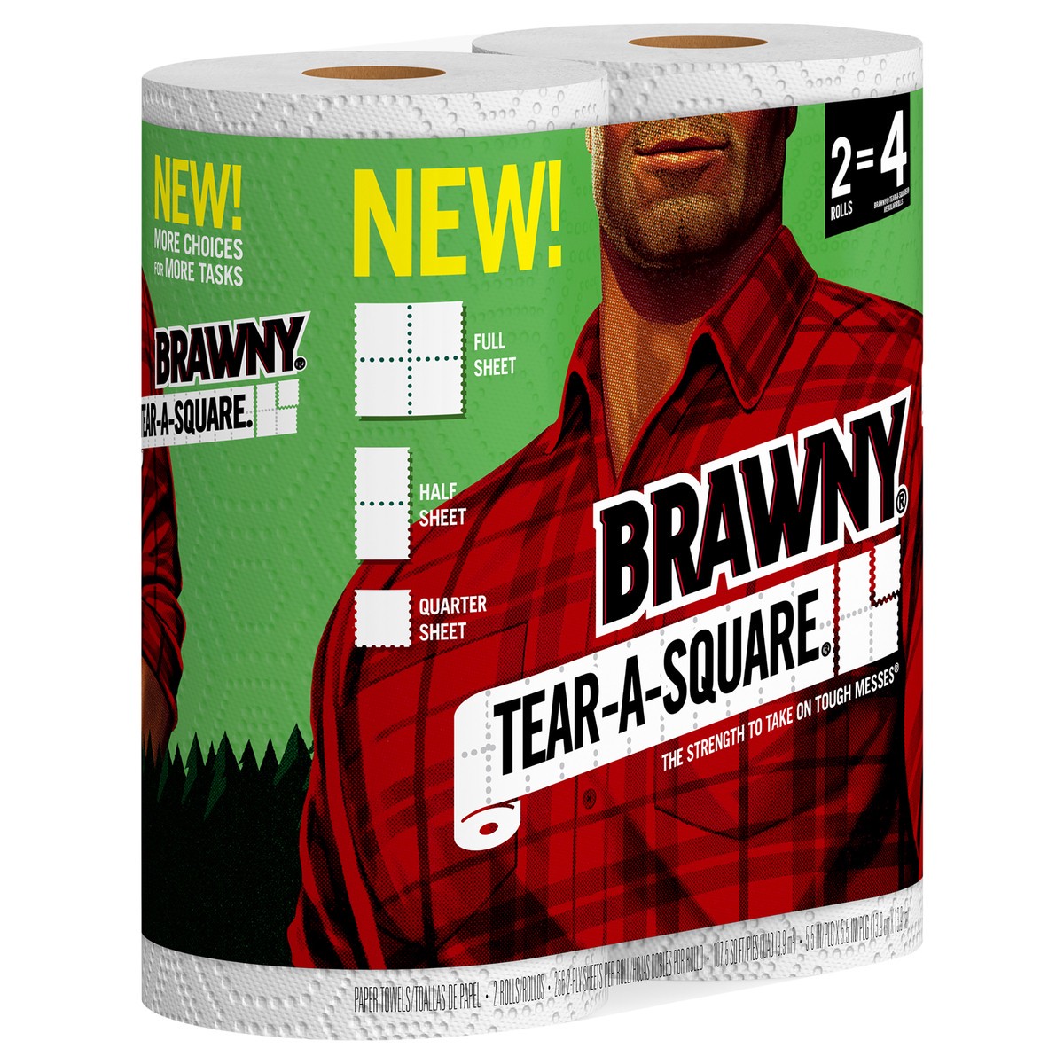 slide 2 of 4, Brawny Tear-a-square Paper Towels, 107.5 ct