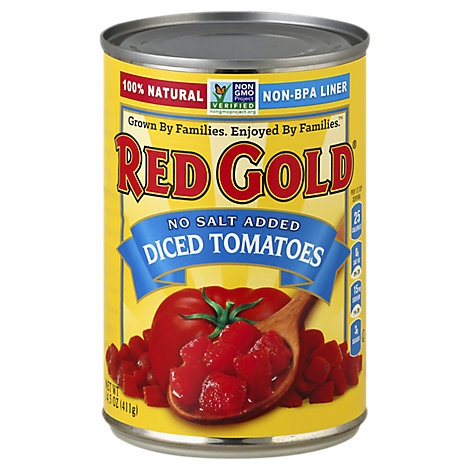 slide 1 of 1, Red Gold Tomatoes Diced No Salt Added, 14.5 oz