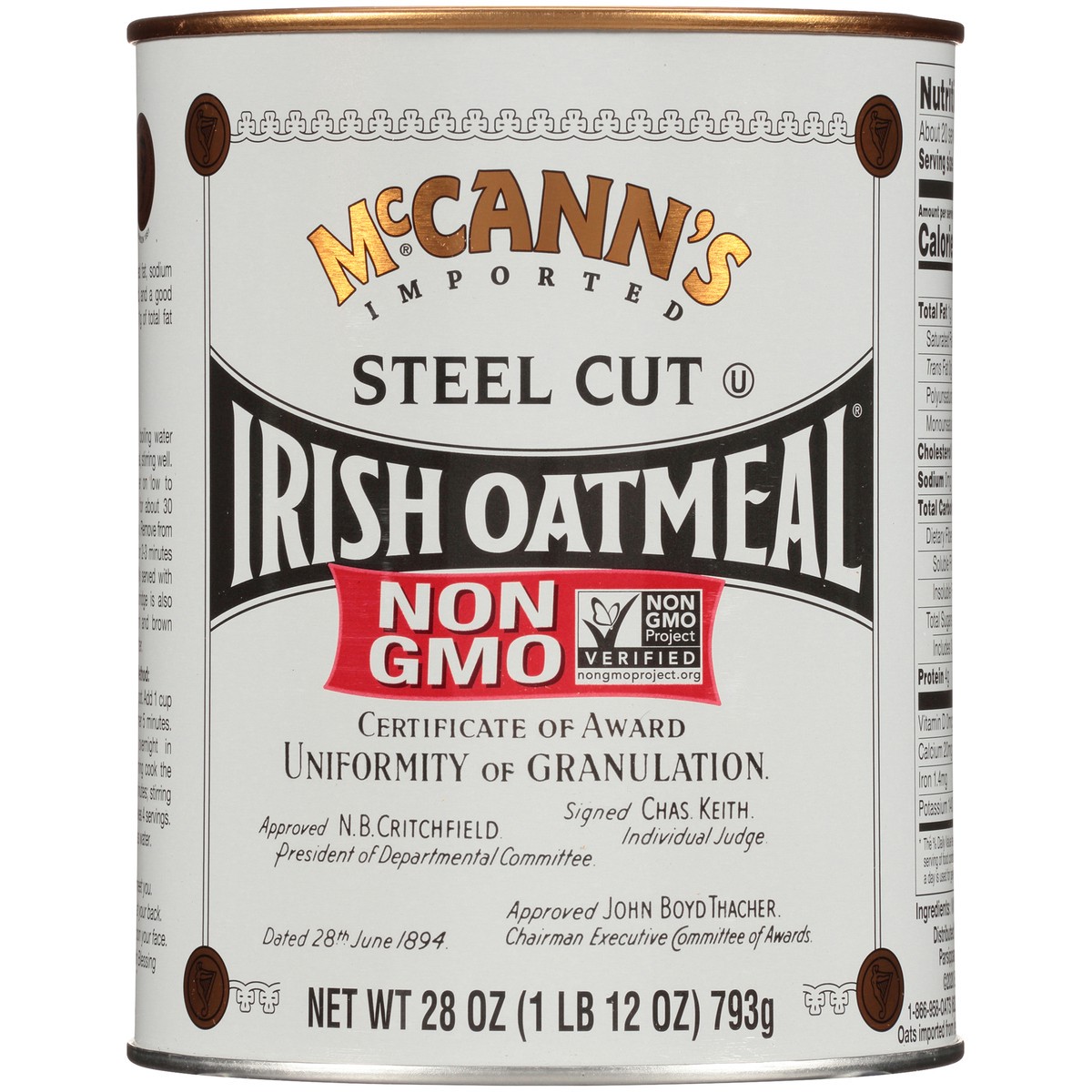 slide 10 of 13, McCann's Imported Steel Cut Irish Oatmeal, Non-GMO Project Verified Oatmeal, Kosher, 28 OZ Tin, 28 oz