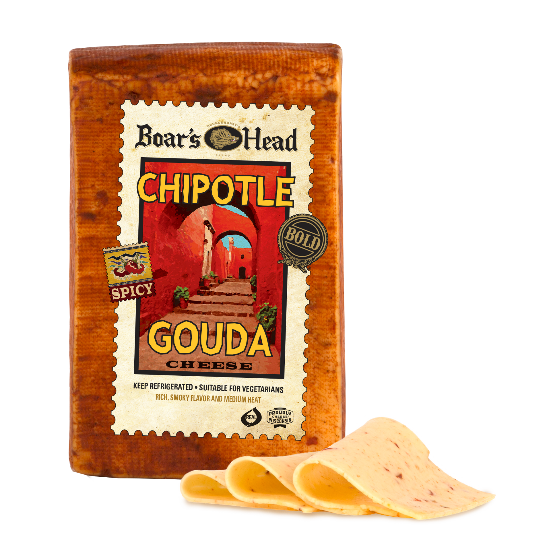 slide 1 of 1, Boar's Head Chipotle Gouda Cheese, per lb