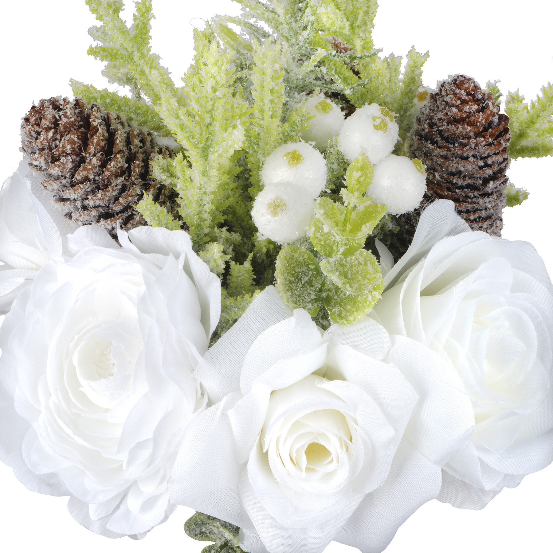 slide 2 of 2, 12" White Rose & Pinecone Bouquet By Ashland, 8.5 in x 8.5 in x 12 in