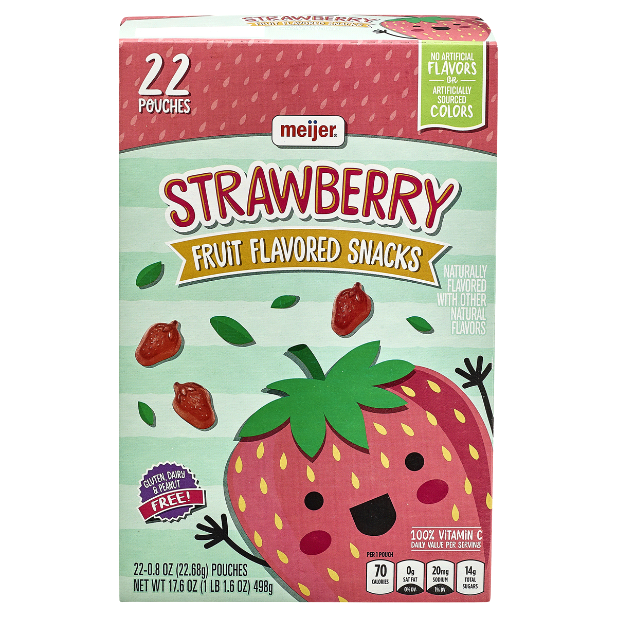 slide 1 of 5, Meijer Strawberry Fruit Snacks, 22 ct, 0.8 oz