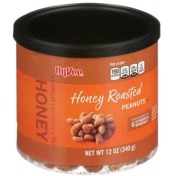 slide 1 of 1, Hy-vee Honey Roasted Peanuts, 12 oz