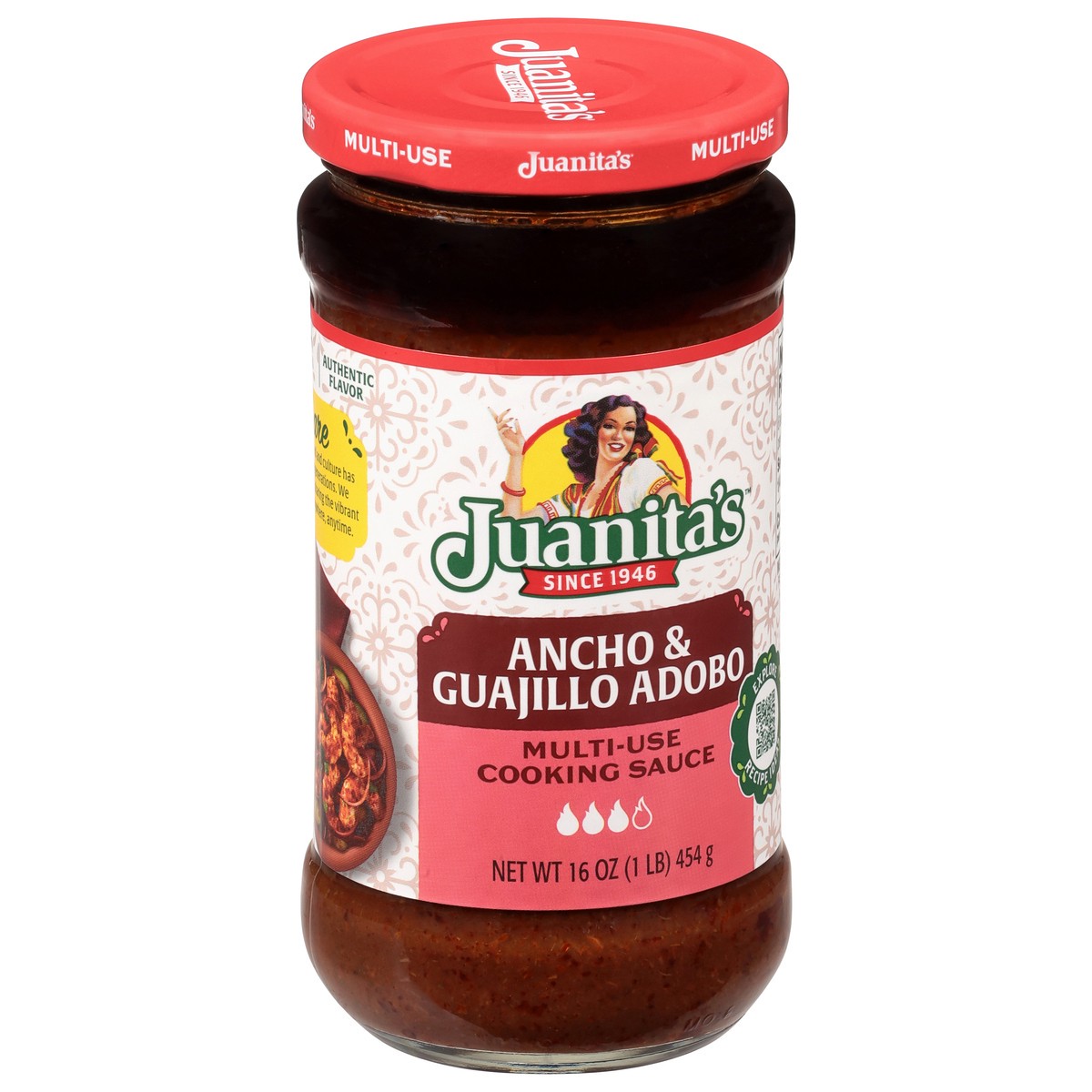 slide 2 of 4, Juanitas Multi-Use Suace Ancho & Guajillo Adobo, 16 oz