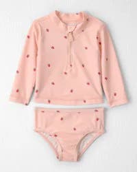 Littleplanet Baby Girl 2-Piece Recycled Rashguard Swimsuit Set in Strawberry Print - 18M